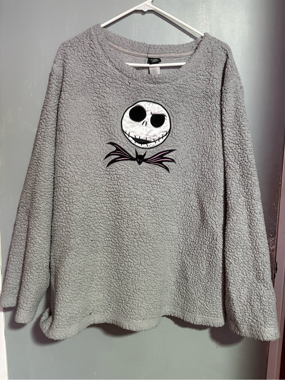 Disney Gray Gothic Jack Skellington Fleece Crewneck Sweater